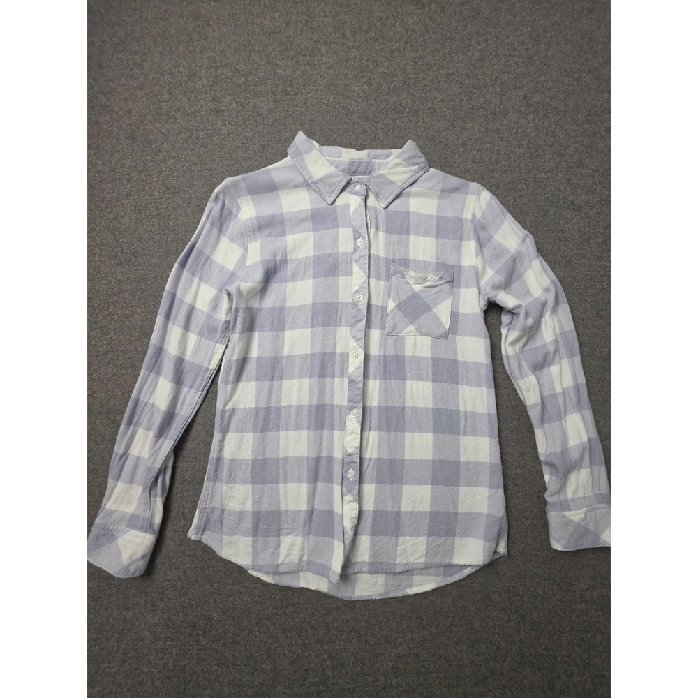 Rails Hunter Check Button Up Shirt Women Small Blue White Plaid Long Sleeve